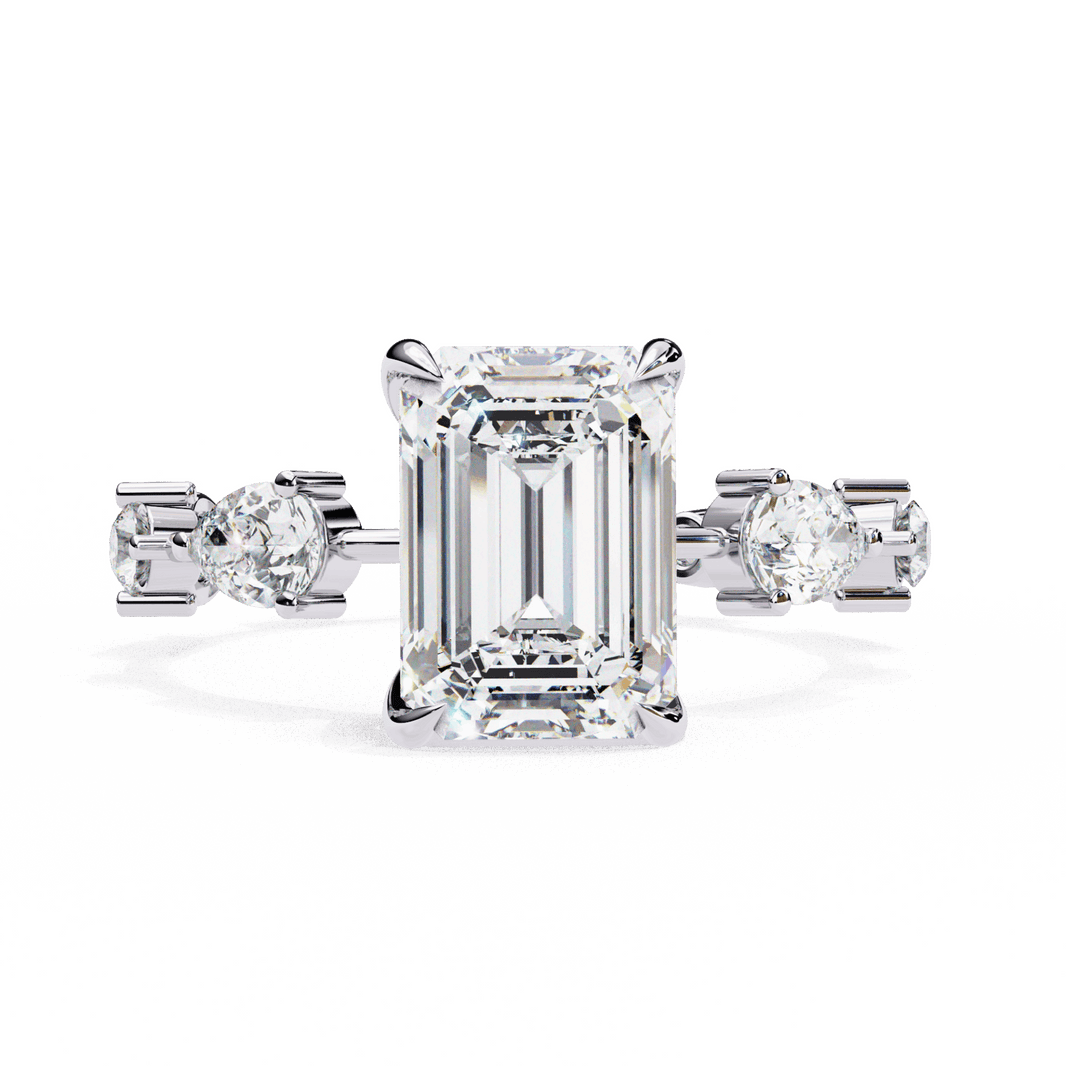3.75 Carat Radiant Minimal Statement Ring in Moissanite | House of Estara