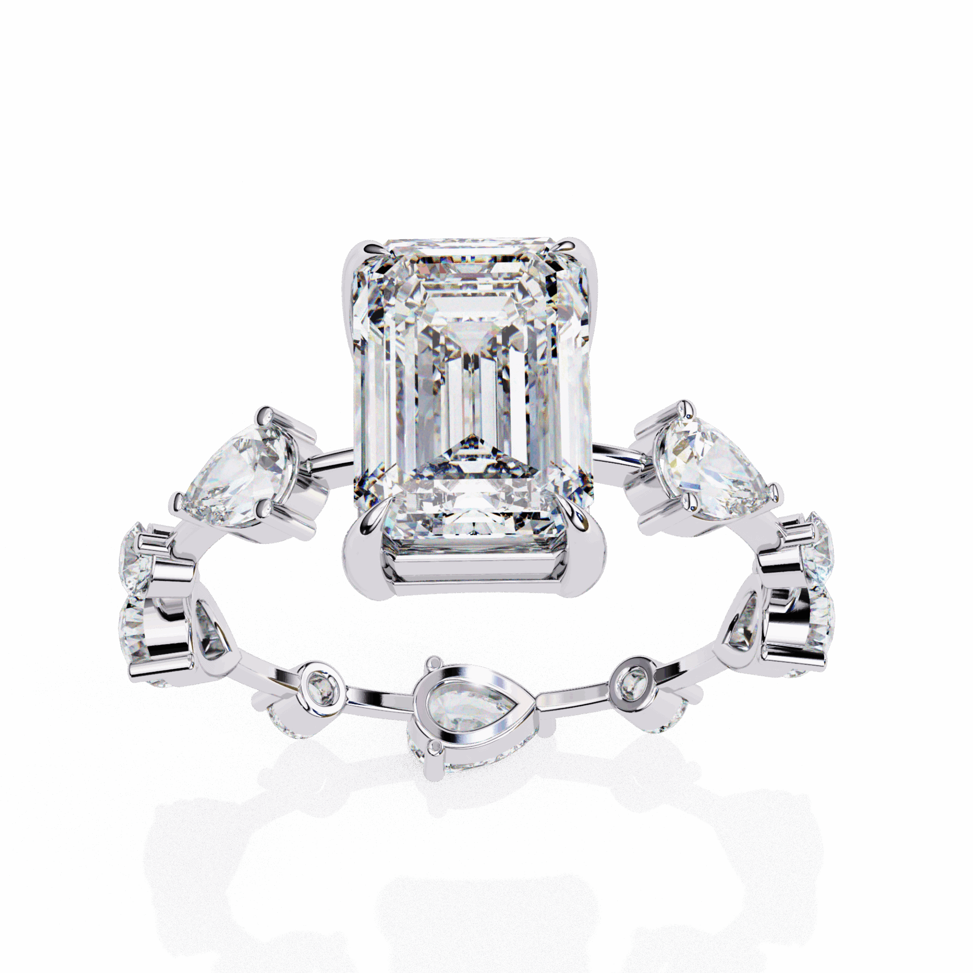 3.75 Carat Radiant Minimal Statement Ring in Moissanite | House of Estara