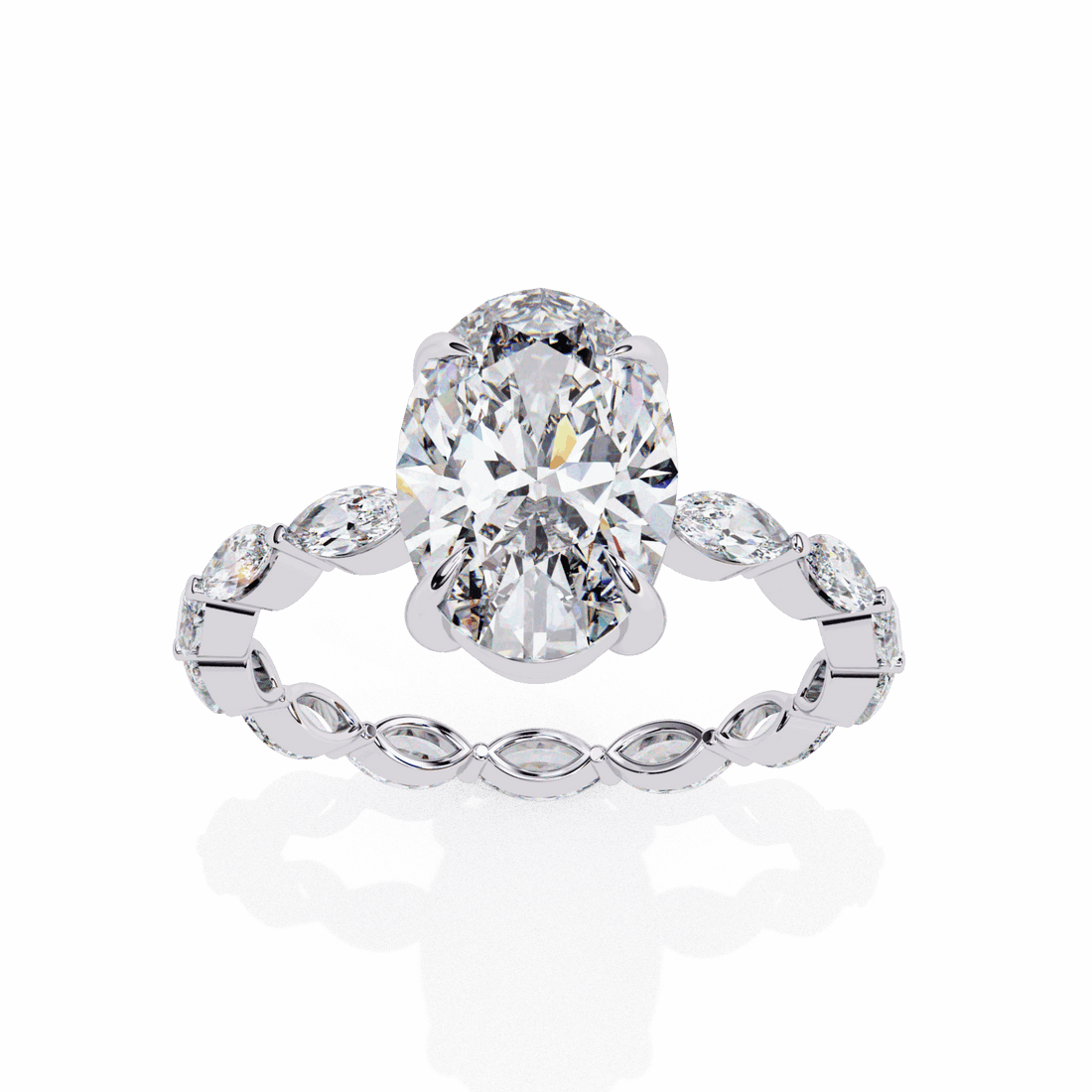 3.25 Carat Oval Infinity Solitaire Ring in Moissanite | House of Estara