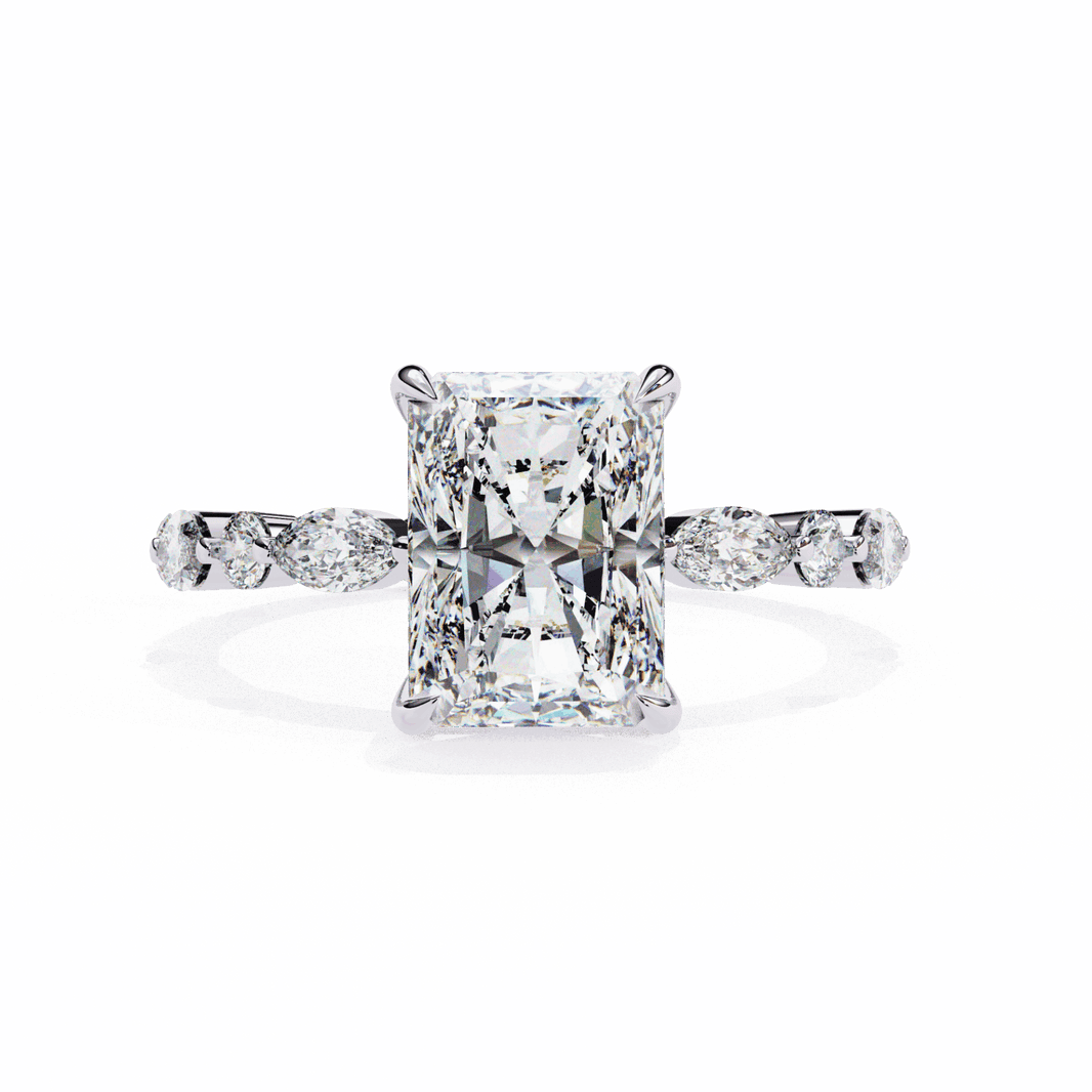 3.75 Carat Radiant Infinity Solitaire Ring in Moissanite | House of Estara