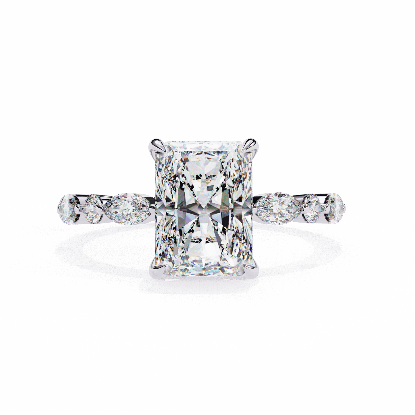 3.75 Carat Radiant Infinity Solitaire Ring in Moissanite | House of Estara