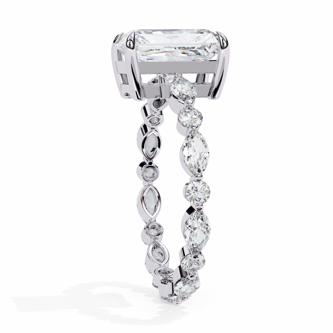 3.75 Carat Radiant Infinity Solitaire Ring in Moissanite | House of Estara