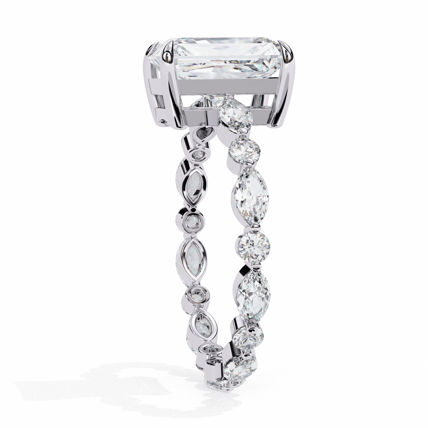 3.75 Carat Radiant Infinity Solitaire Ring in Moissanite | House of Estara