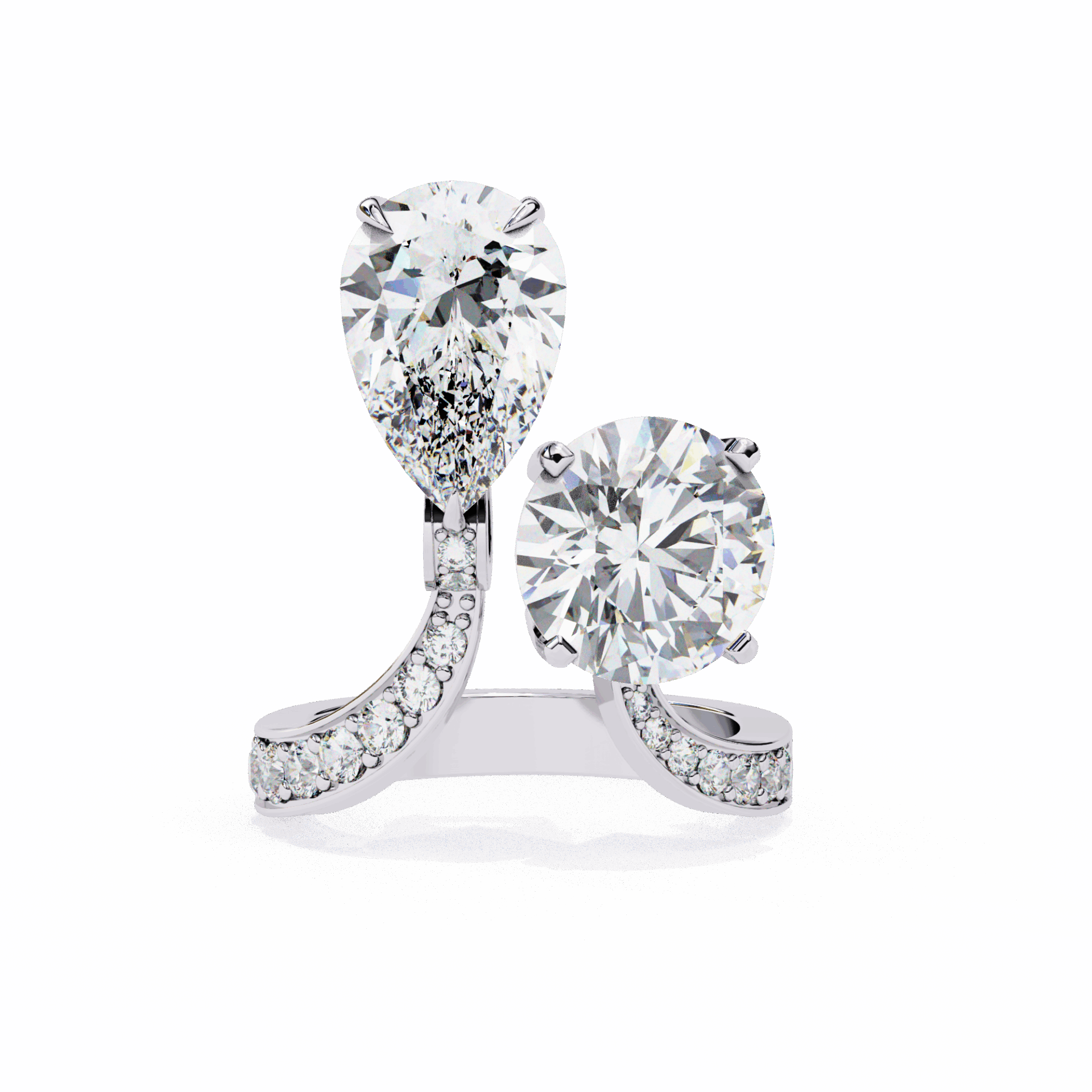 6.5 Carat Pear and Round Toi Et Moi Solitaire in Moissanite | House of Estara