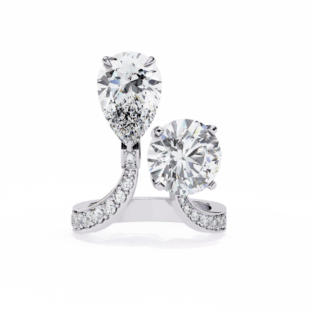 6.5 Carat Pear and Round Toi Et Moi Solitaire in Moissanite | House of Estara