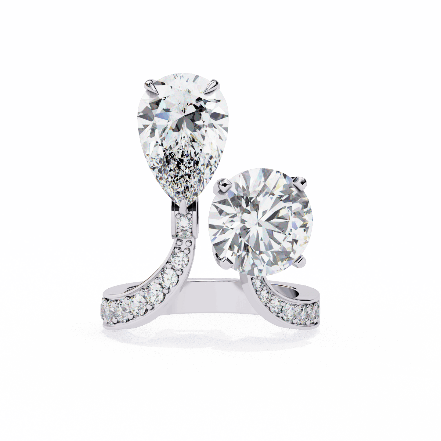 6.5 Carat Pear and Round Toi Et Moi Solitaire in Moissanite | House of Estara