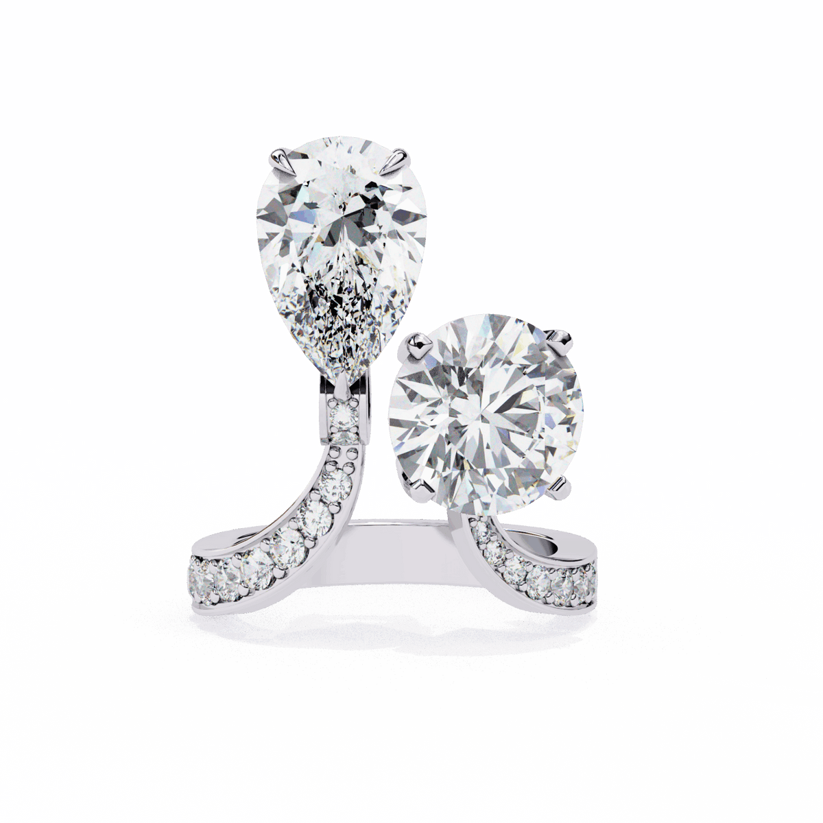 6.5 Carat Pear and Round Toi Et Moi Solitaire in Moissanite | House of Estara