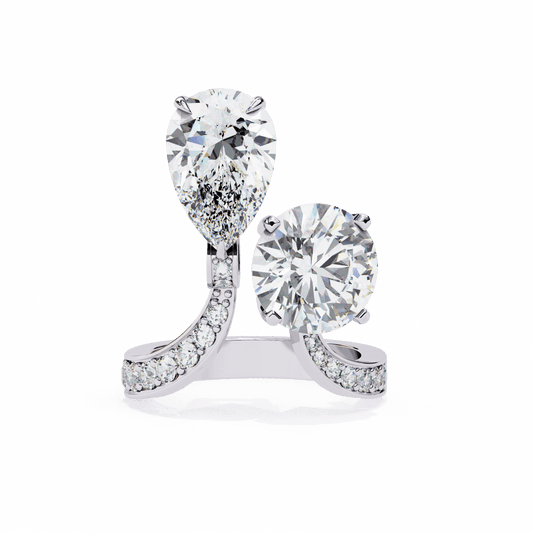 6.5 Carat Pear and Round Toi Et Moi Solitaire in Moissanite | House of Estara
