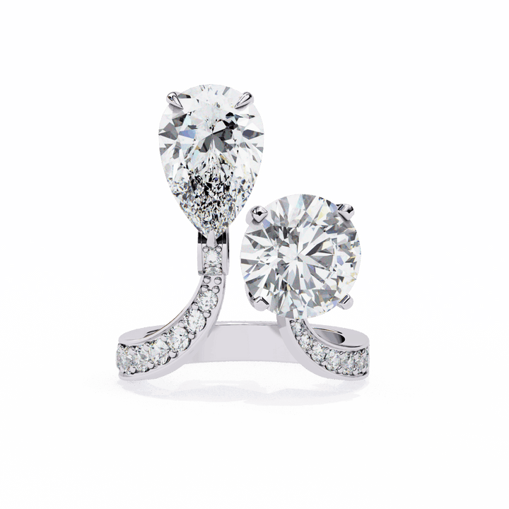 6.5 Carat Pear and Round Toi Et Moi Solitaire in Moissanite | House of Estara