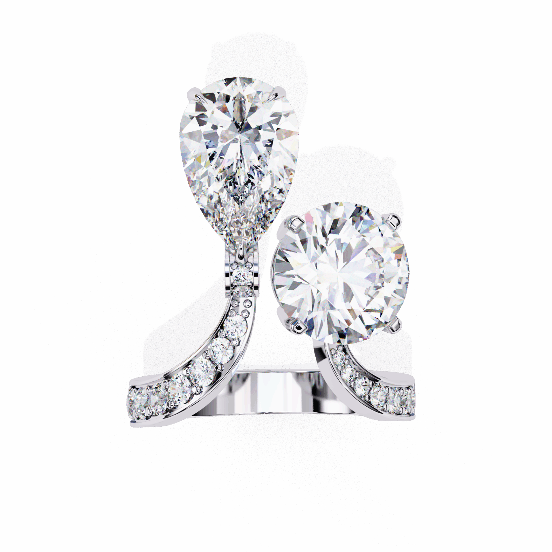 6.5 Carat Pear and Round Toi Et Moi Solitaire in Moissanite | House of Estara