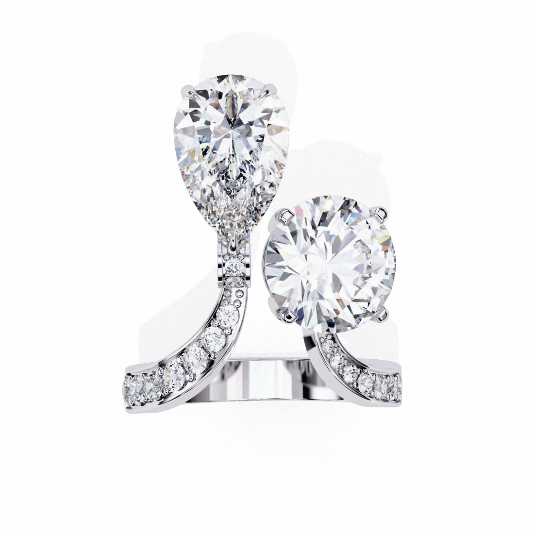 6.5 Carat Pear and Round Toi Et Moi Solitaire in Moissanite | House of Estara