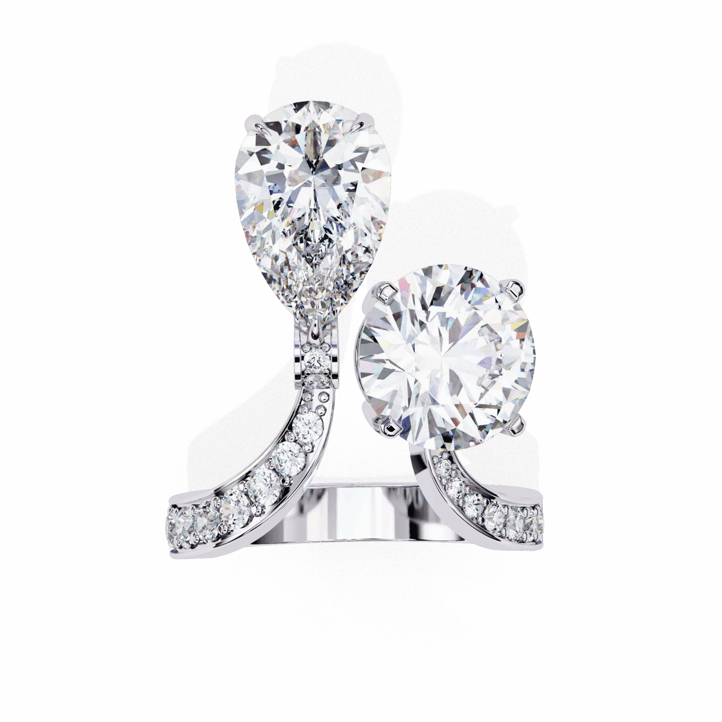 6.5 Carat Pear and Round Toi Et Moi Solitaire in Moissanite | House of Estara