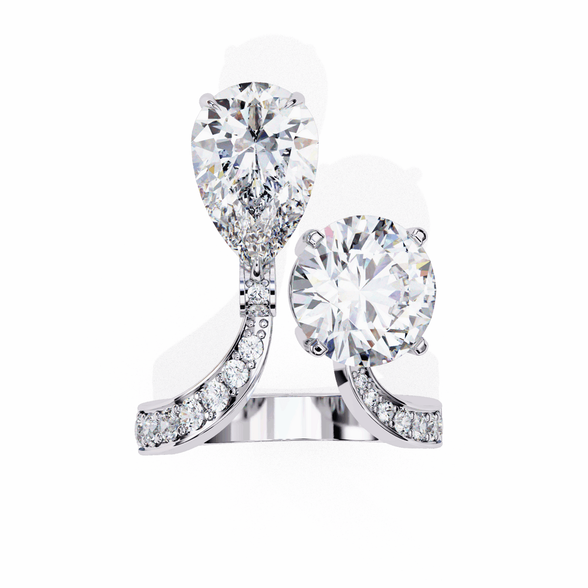 6.5 Carat Pear and Round Toi Et Moi Solitaire in Moissanite | House of Estara