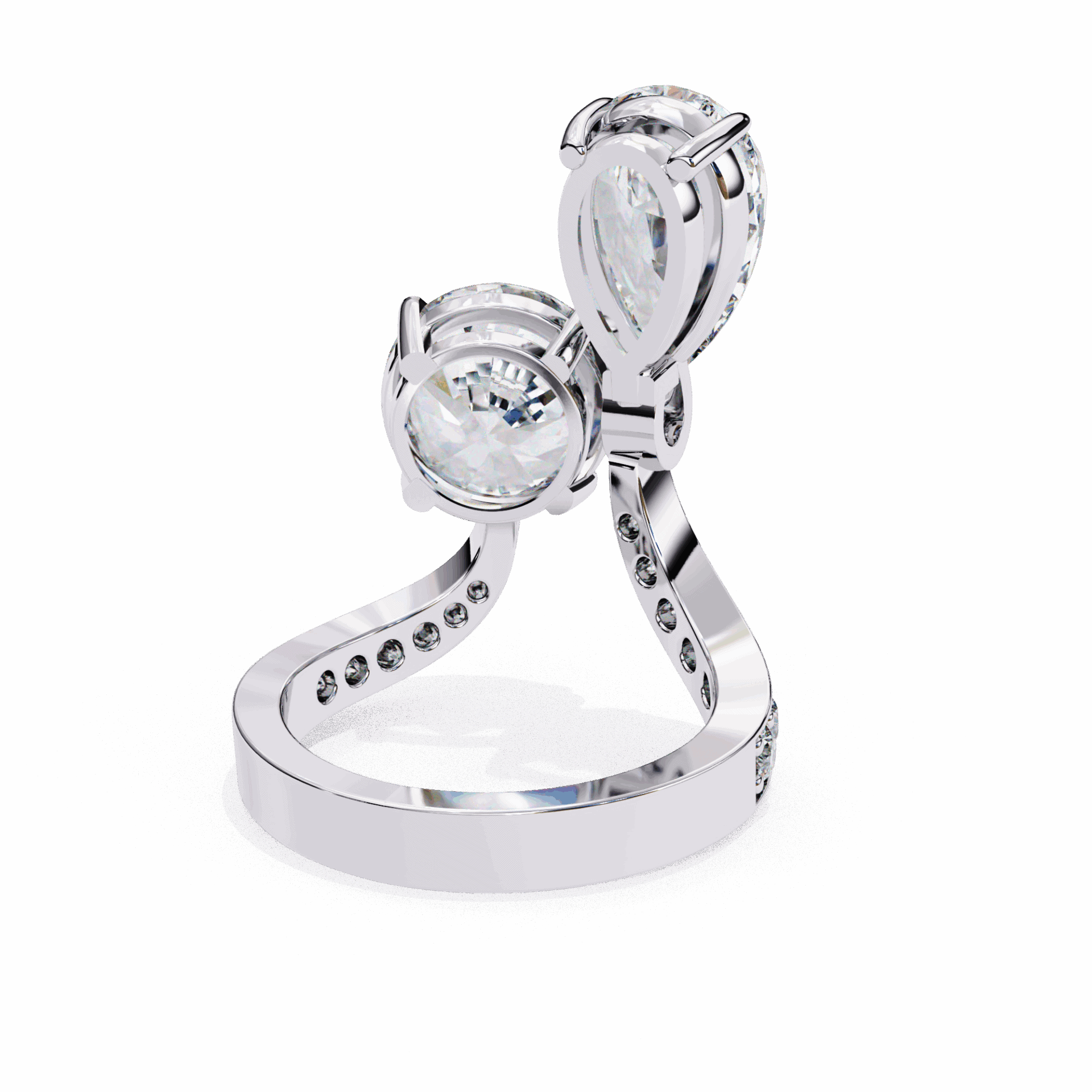 6.5 Carat Pear and Round Toi Et Moi Solitaire in Moissanite | House of Estara