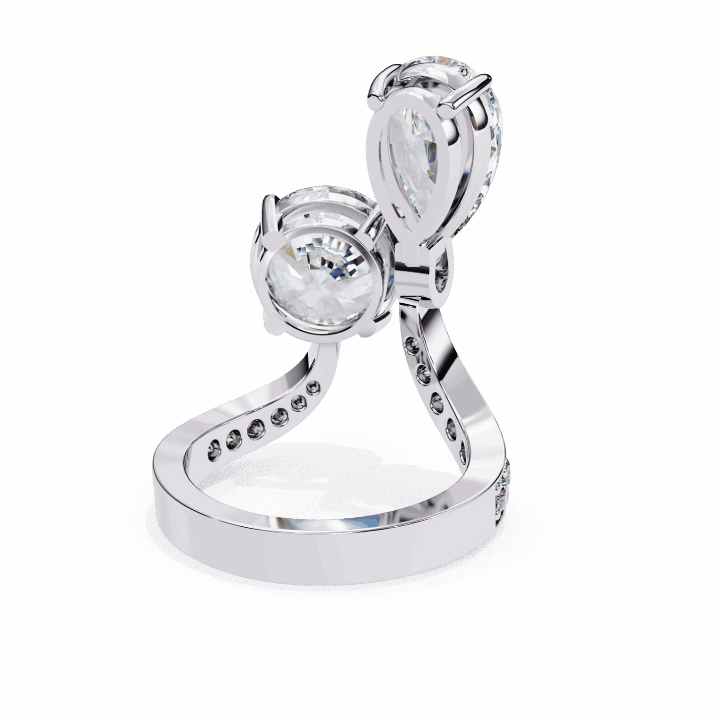 6.5 Carat Pear and Round Toi Et Moi Solitaire in Moissanite | House of Estara