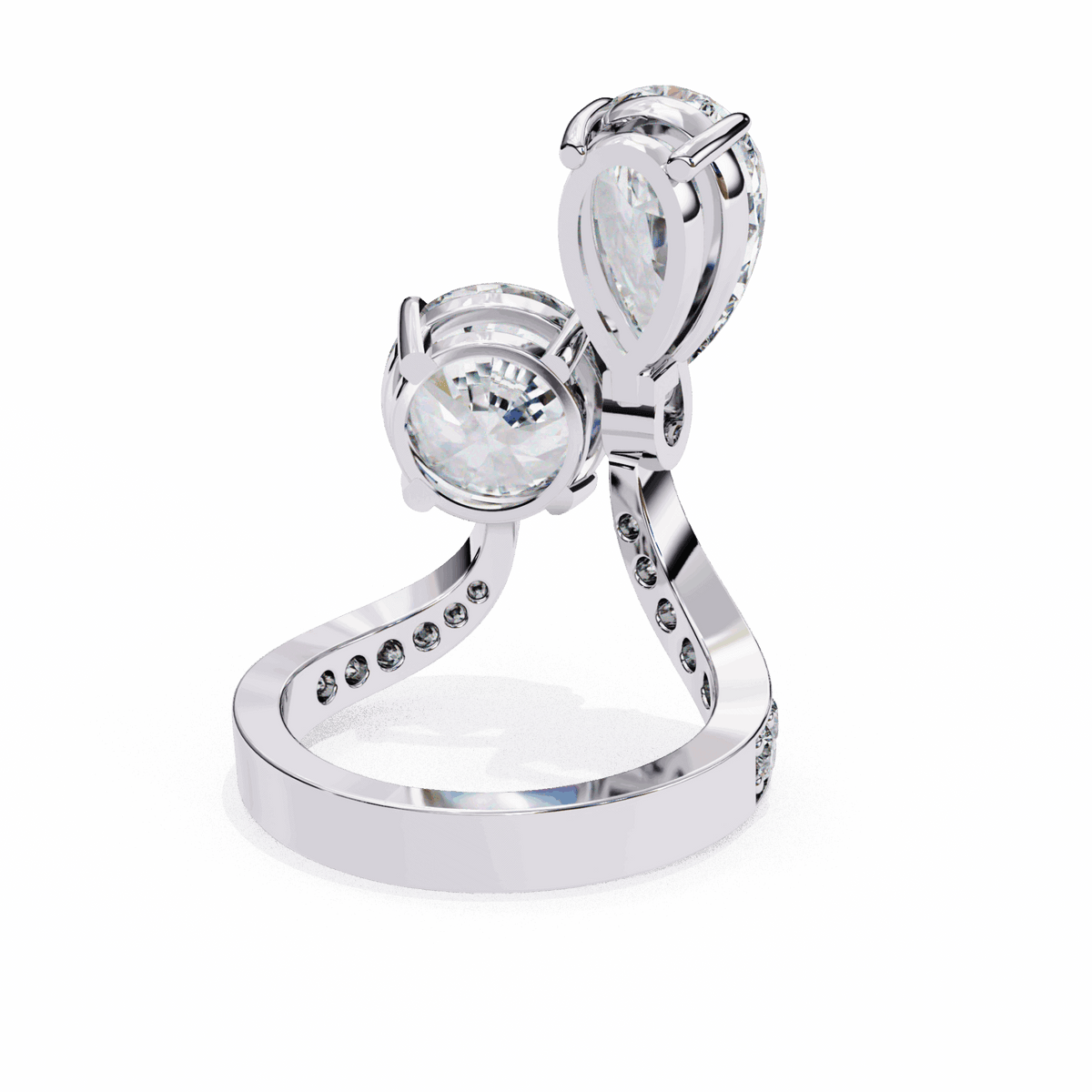 6.5 Carat Pear and Round Toi Et Moi Solitaire in Moissanite | House of Estara