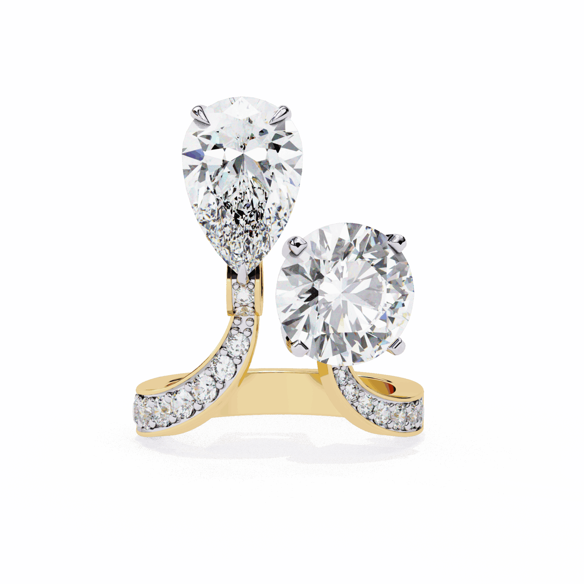 6.5 Carat Pear and Round Toi Et Moi Solitaire in Moissanite | House of Estara