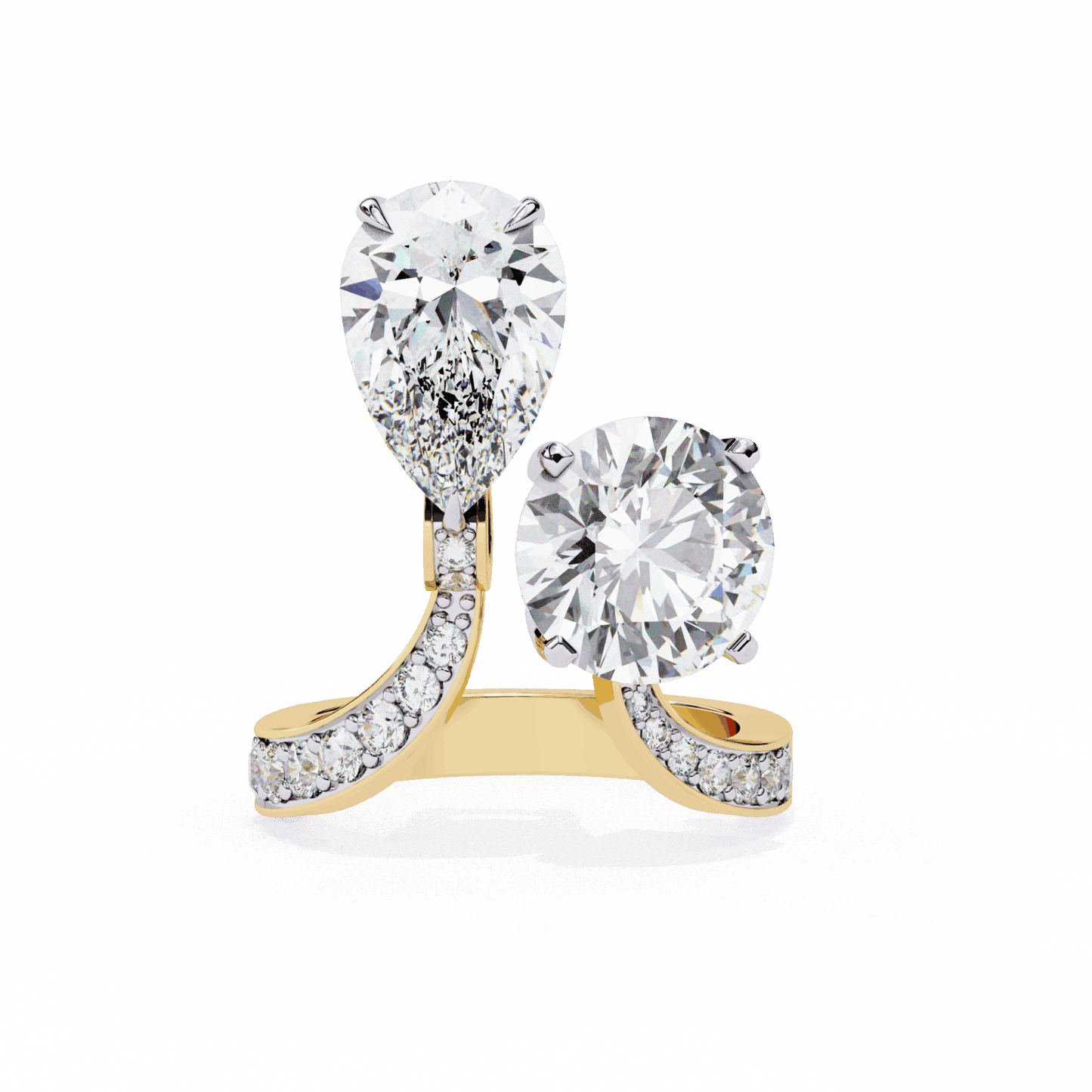 6.5 Carat Pear and Round Toi Et Moi Solitaire in Moissanite | House of Estara
