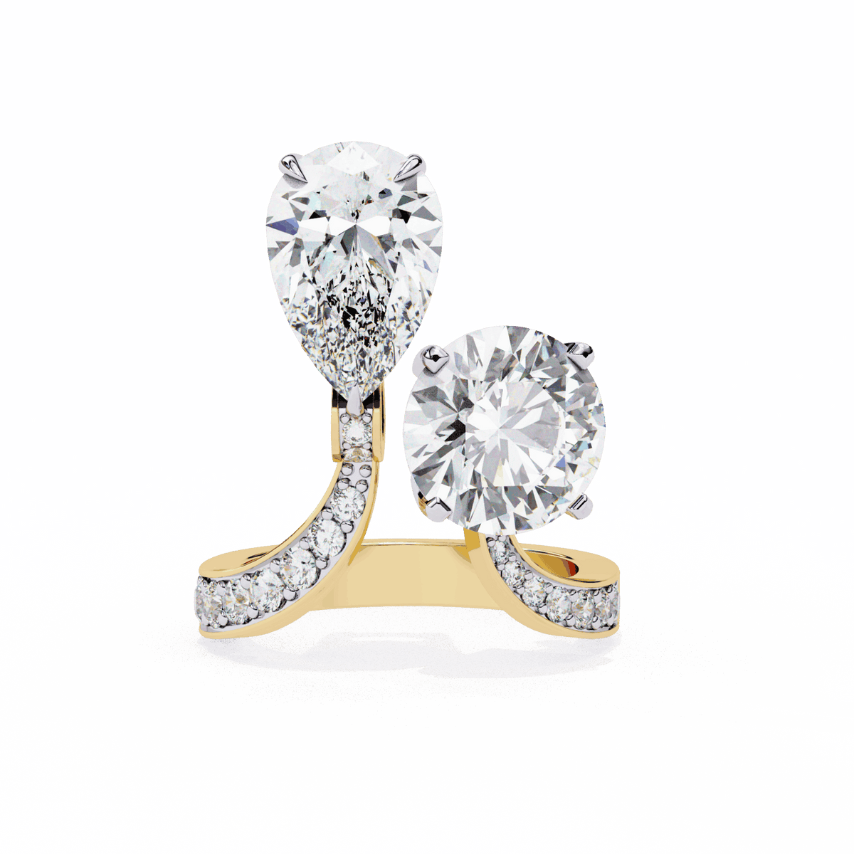 6.5 Carat Pear and Round Toi Et Moi Solitaire in Moissanite | House of Estara