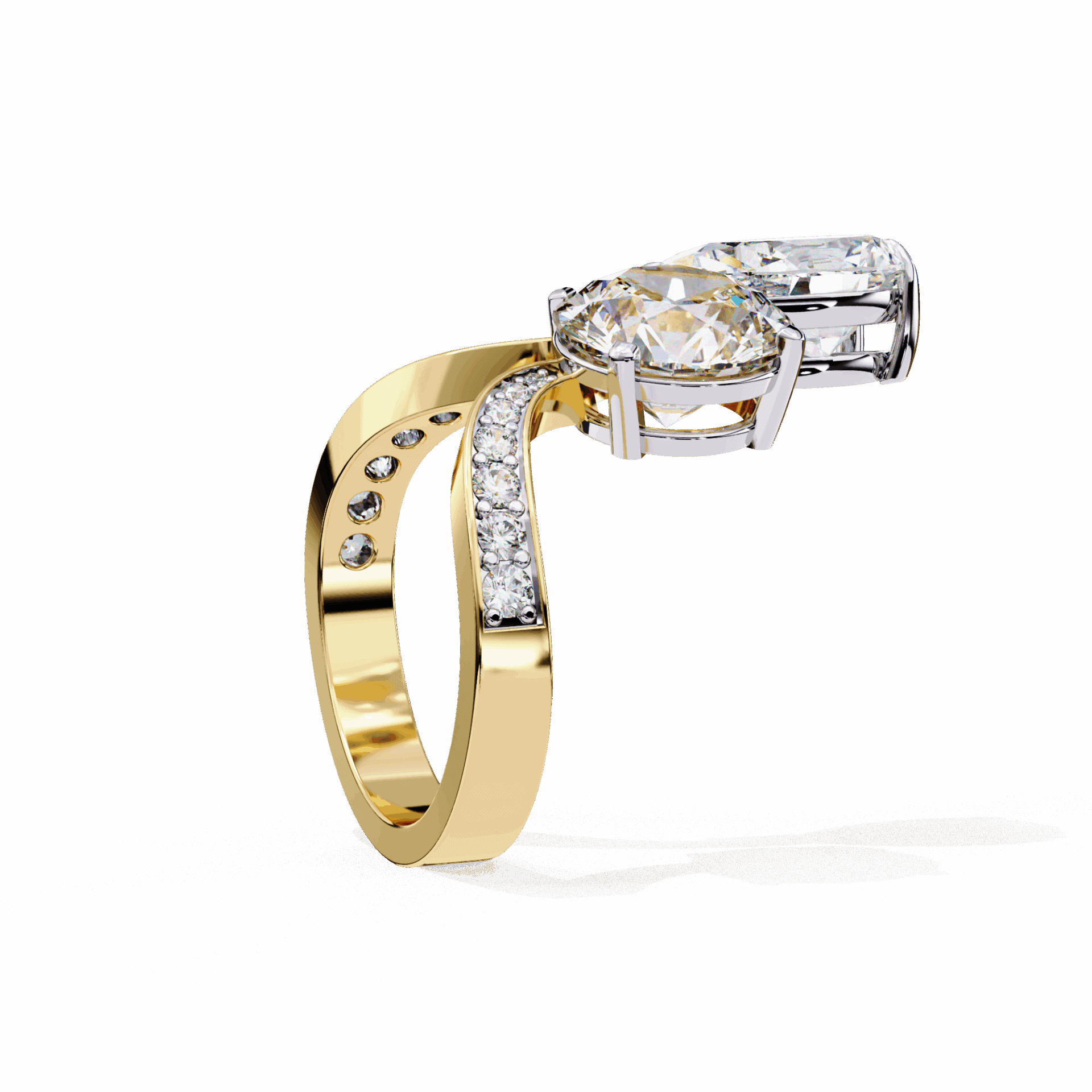 6.5 Carat Pear and Round Toi Et Moi Solitaire in Moissanite | House of Estara