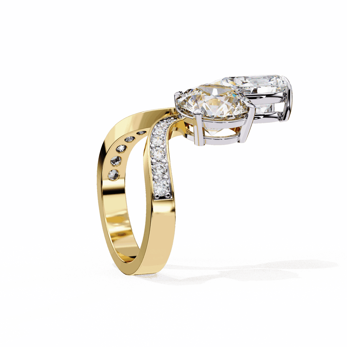 6.5 Carat Pear and Round Toi Et Moi Solitaire in Moissanite | House of Estara