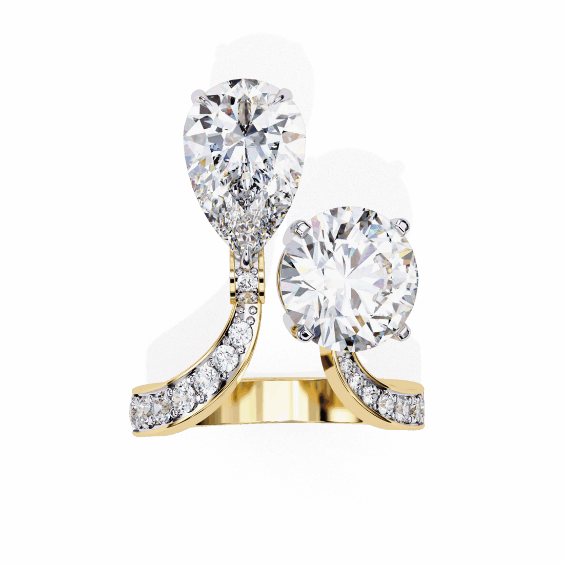 6.5 Carat Pear and Round Toi Et Moi Solitaire in Moissanite | House of Estara
