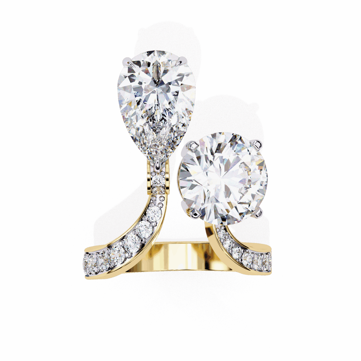 6.5 Carat Pear and Round Toi Et Moi Solitaire in Moissanite | House of Estara
