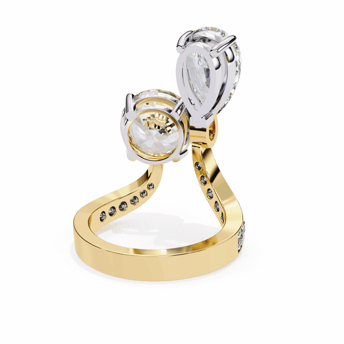 6.5 Carat Pear and Round Toi Et Moi Solitaire in Moissanite | House of Estara