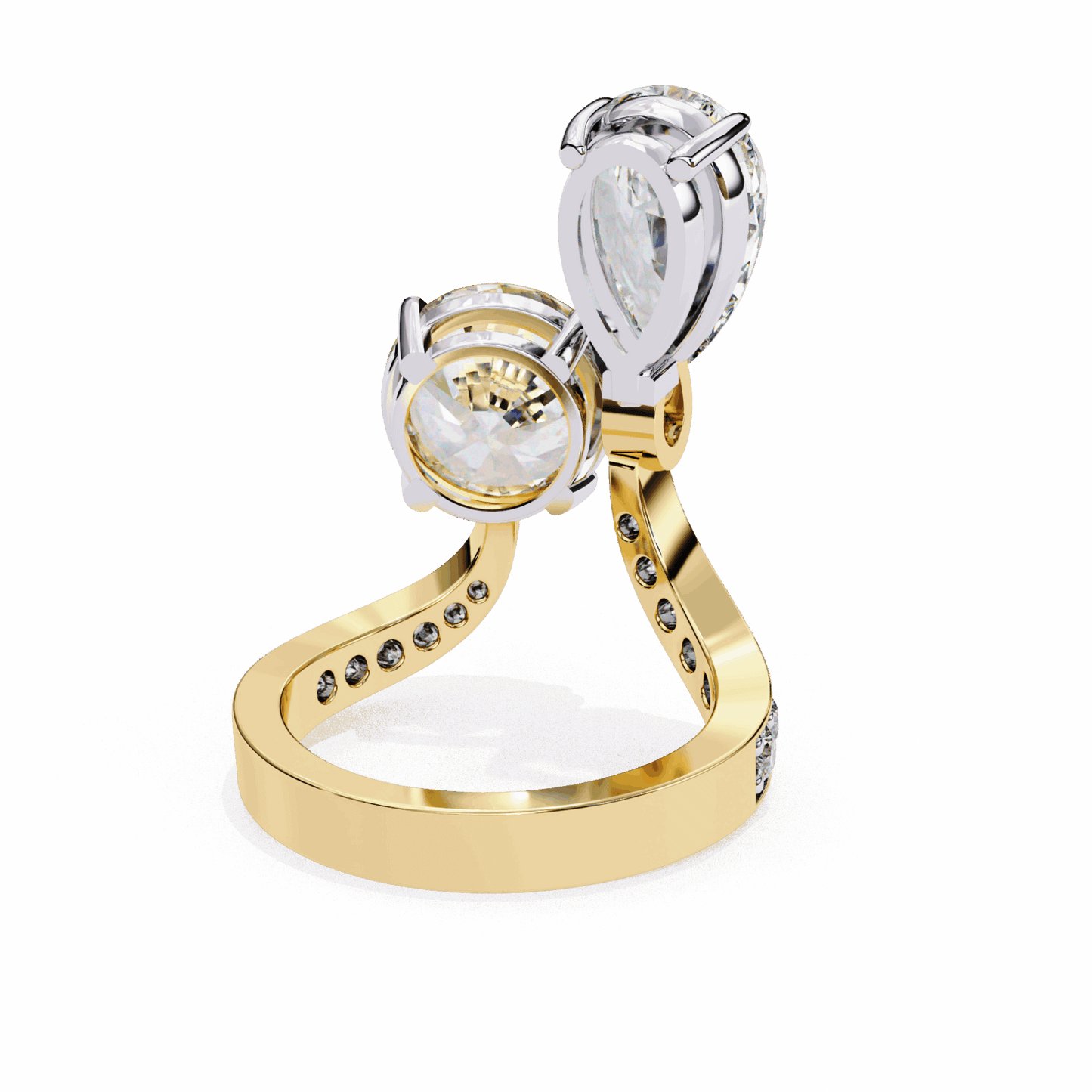 6.5 Carat Pear and Round Toi Et Moi Solitaire in Moissanite | House of Estara