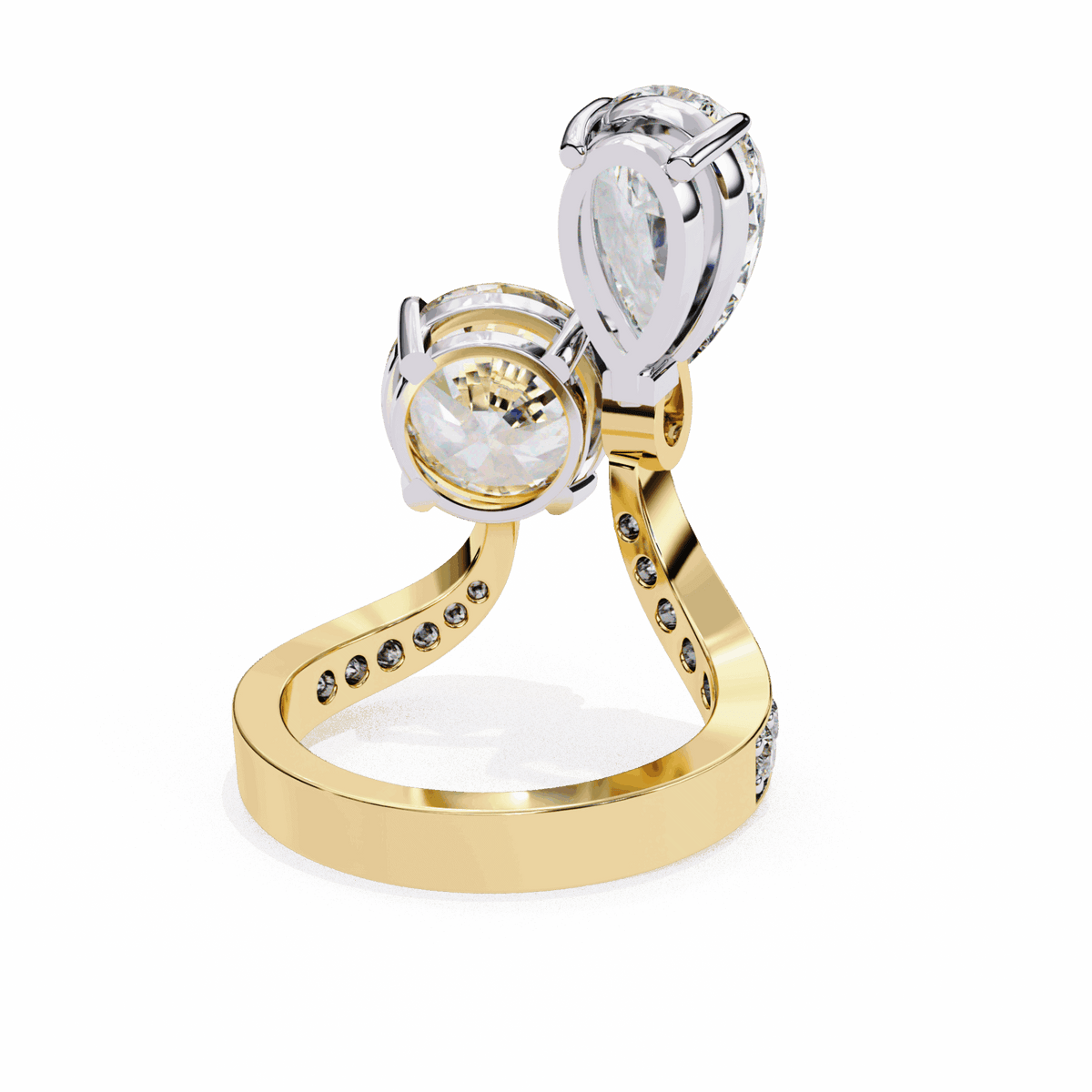 6.5 Carat Pear and Round Toi Et Moi Solitaire in Moissanite | House of Estara