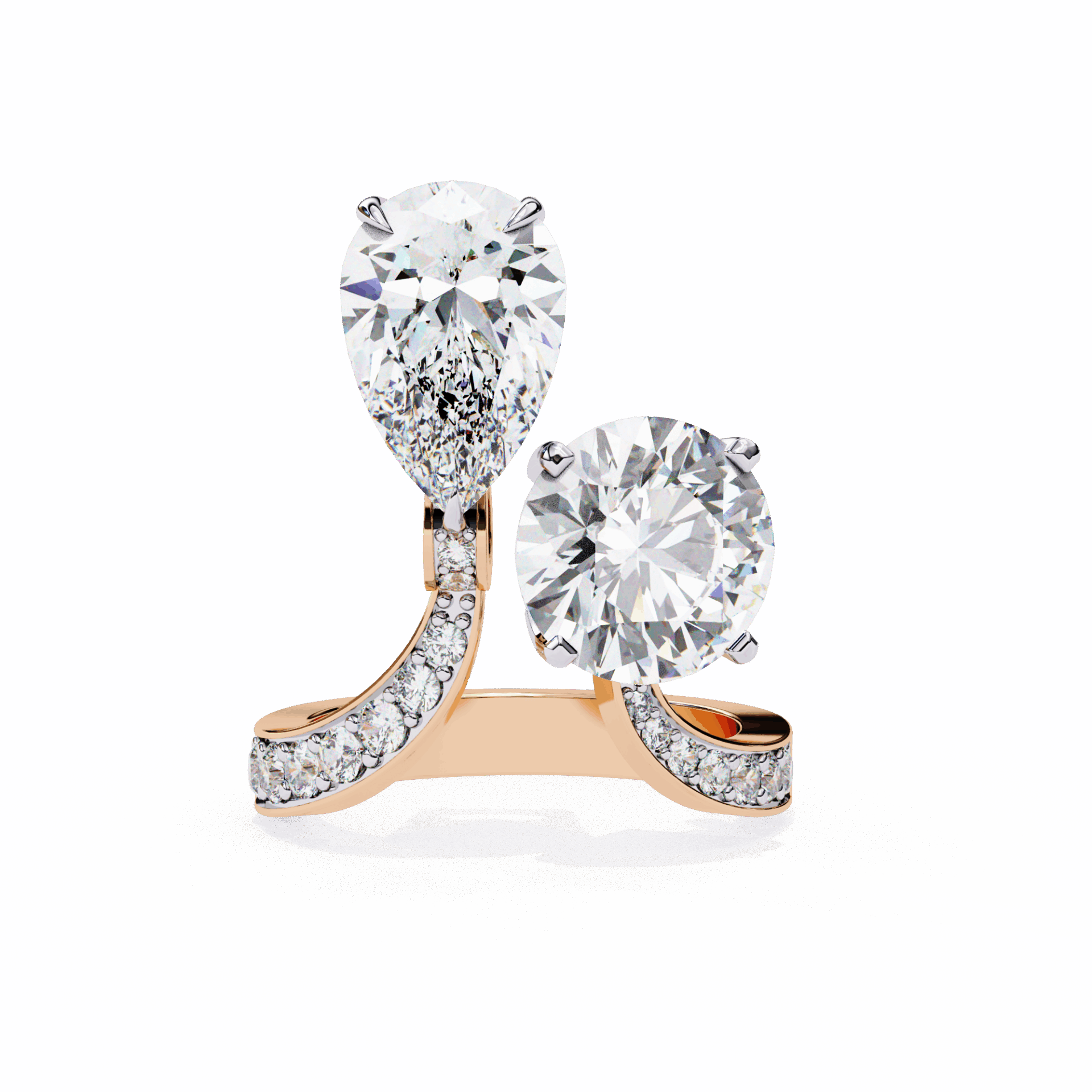 6.5 Carat Pear and Round Toi Et Moi Solitaire in Moissanite | House of Estara