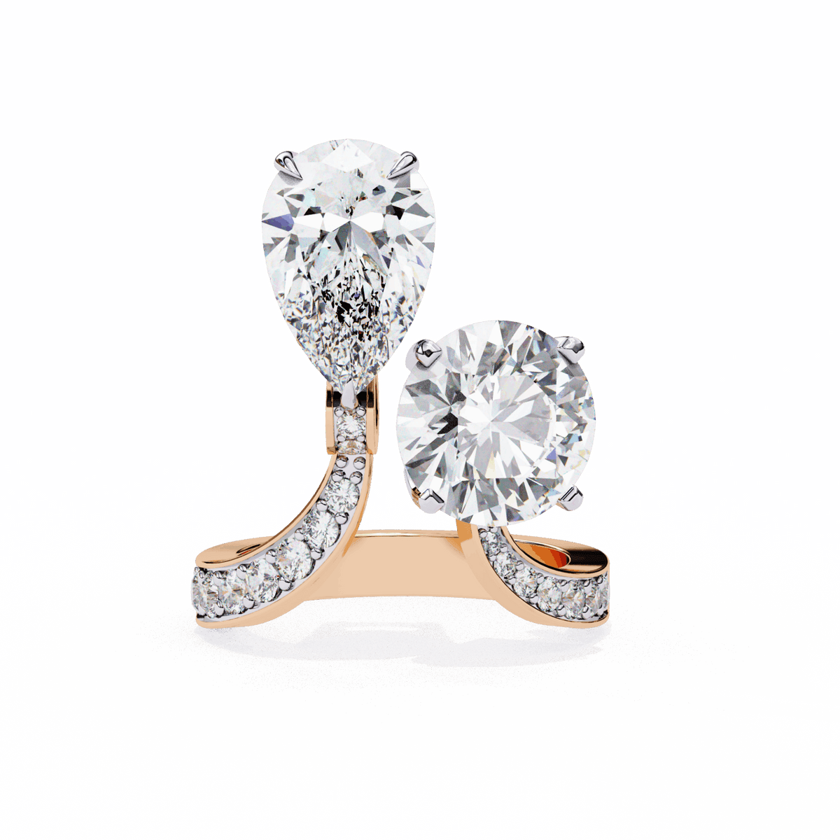 6.5 Carat Pear and Round Toi Et Moi Solitaire in Moissanite | House of Estara
