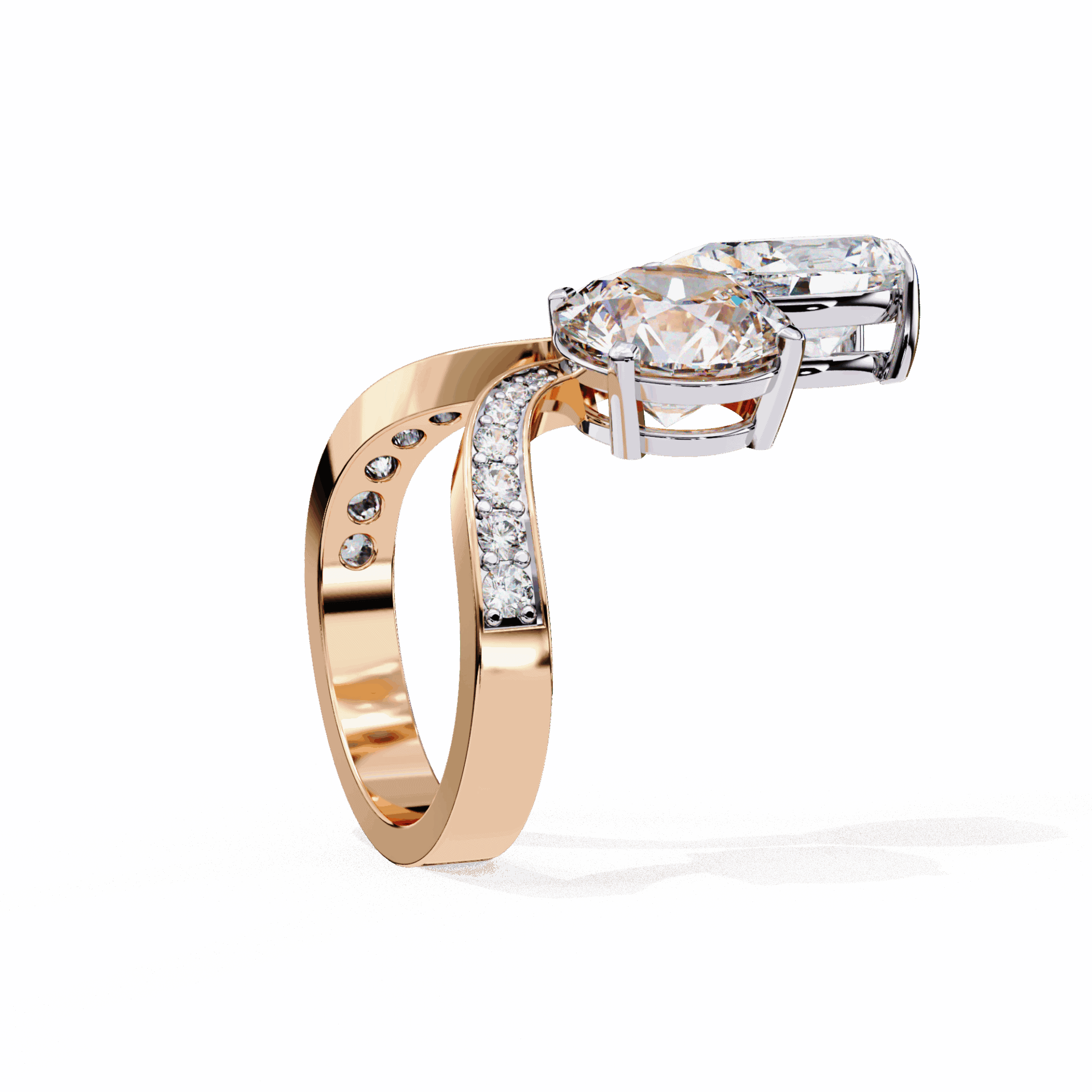 6.5 Carat Pear and Round Toi Et Moi Solitaire in Moissanite | House of Estara