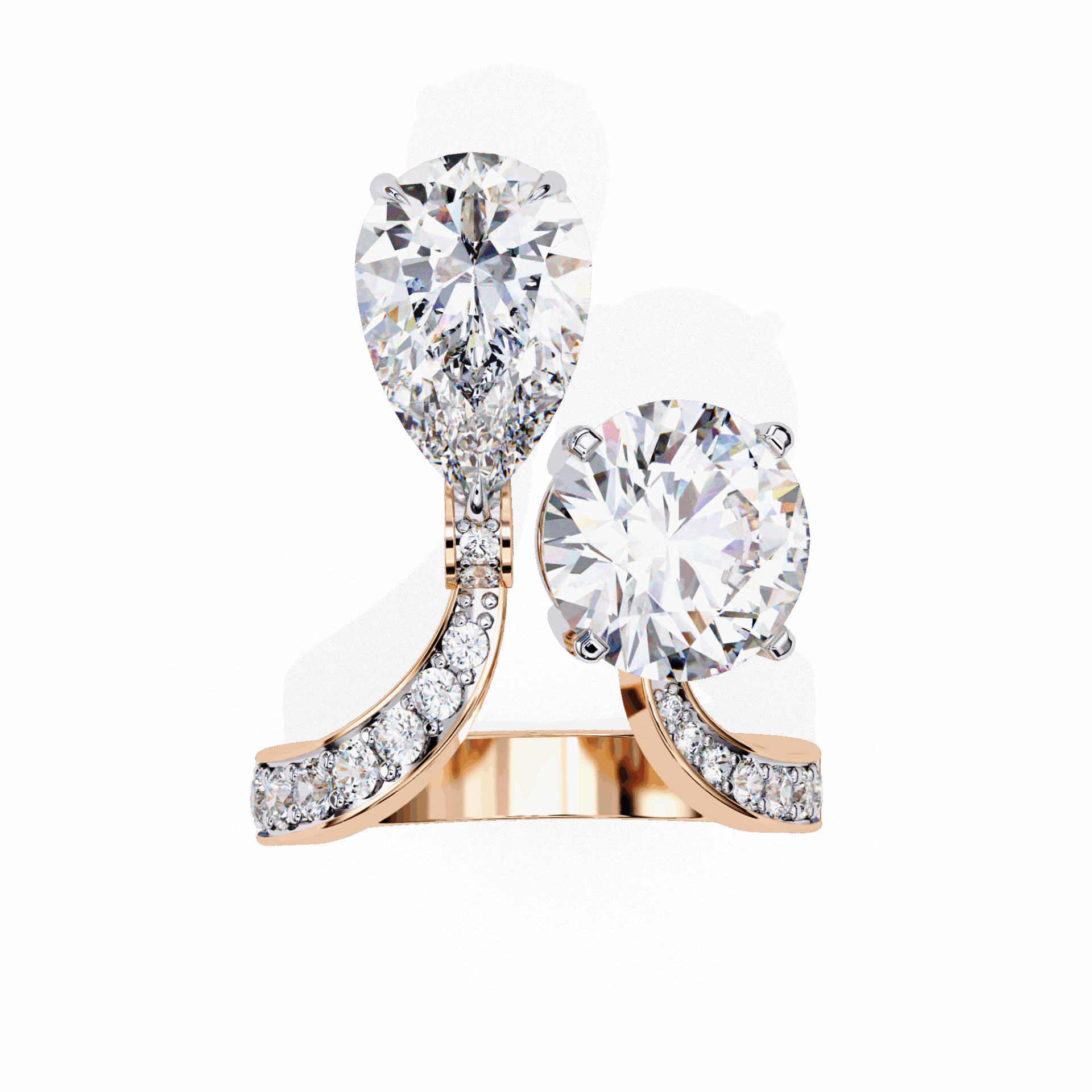6.5 Carat Pear and Round Toi Et Moi Solitaire in Moissanite | House of Estara