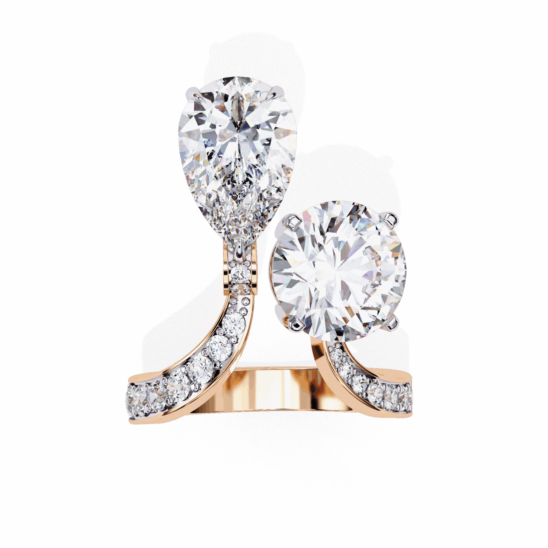 6.5 Carat Pear and Round Toi Et Moi Solitaire in Moissanite | House of Estara