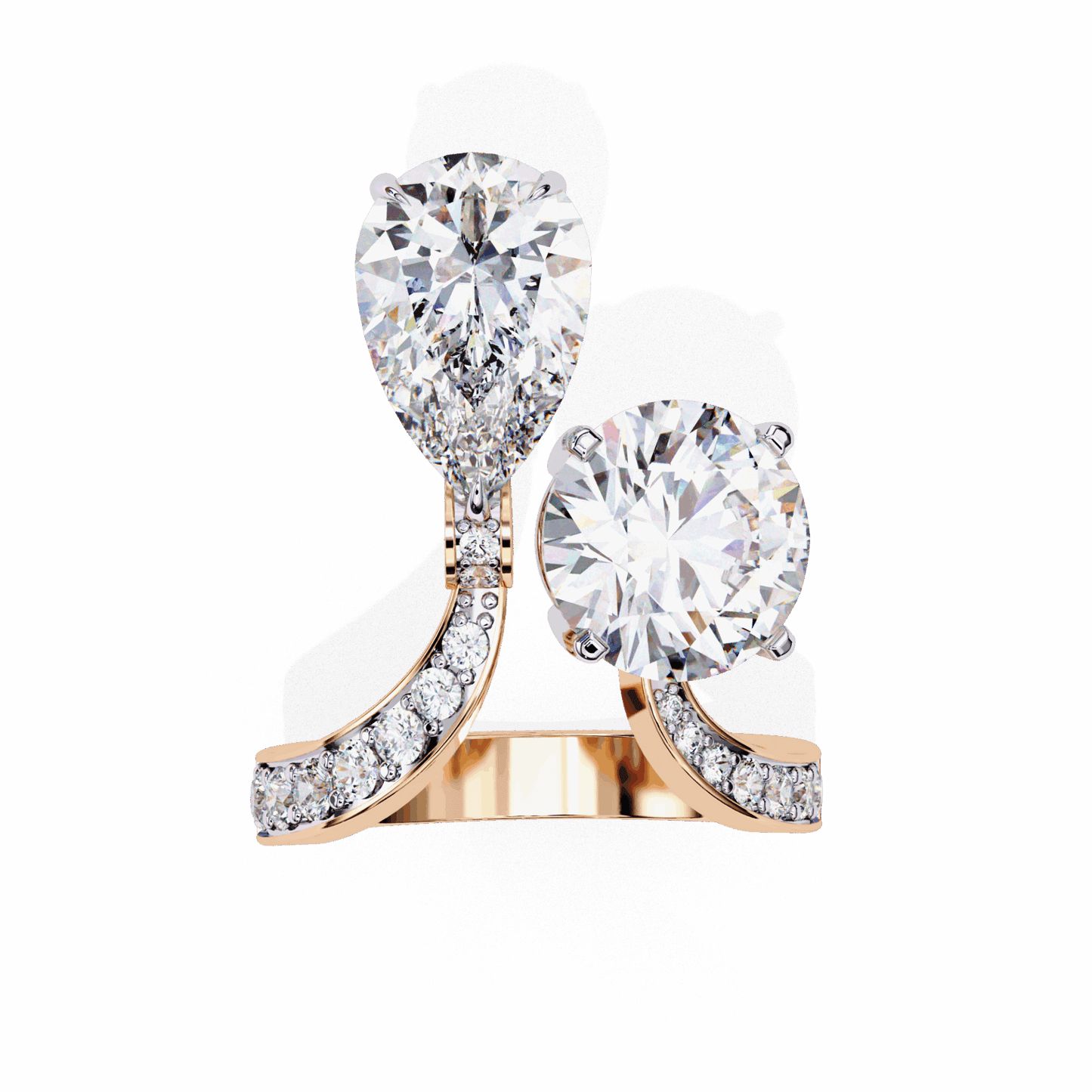 6.5 Carat Pear and Round Toi Et Moi Solitaire in Moissanite | House of Estara