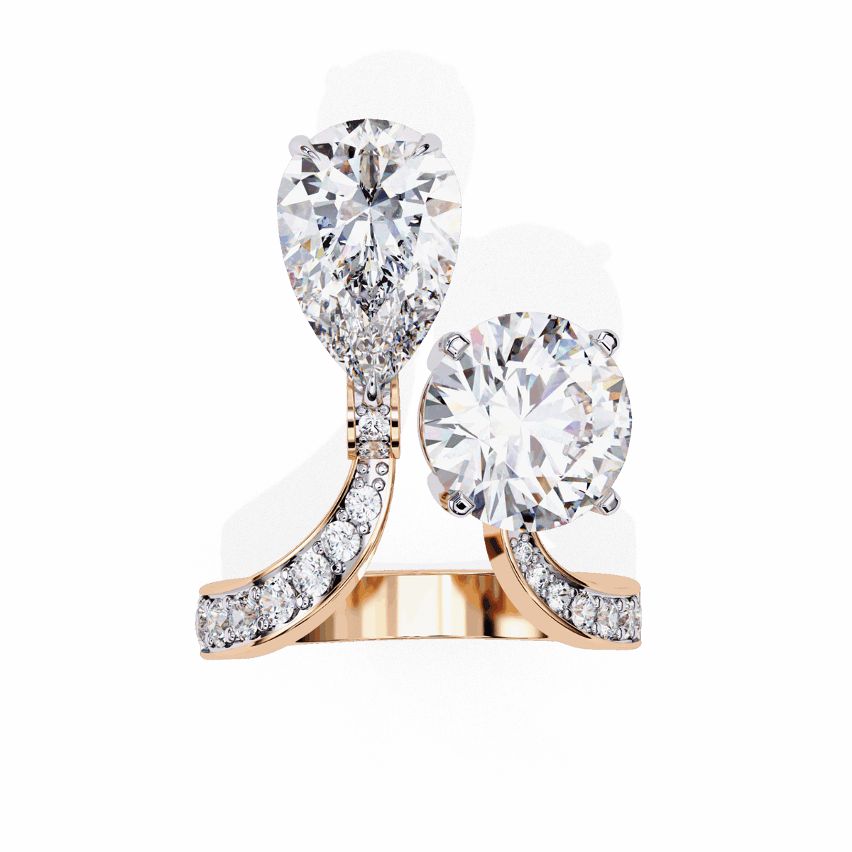 6.5 Carat Pear and Round Toi Et Moi Solitaire in Moissanite | House of Estara