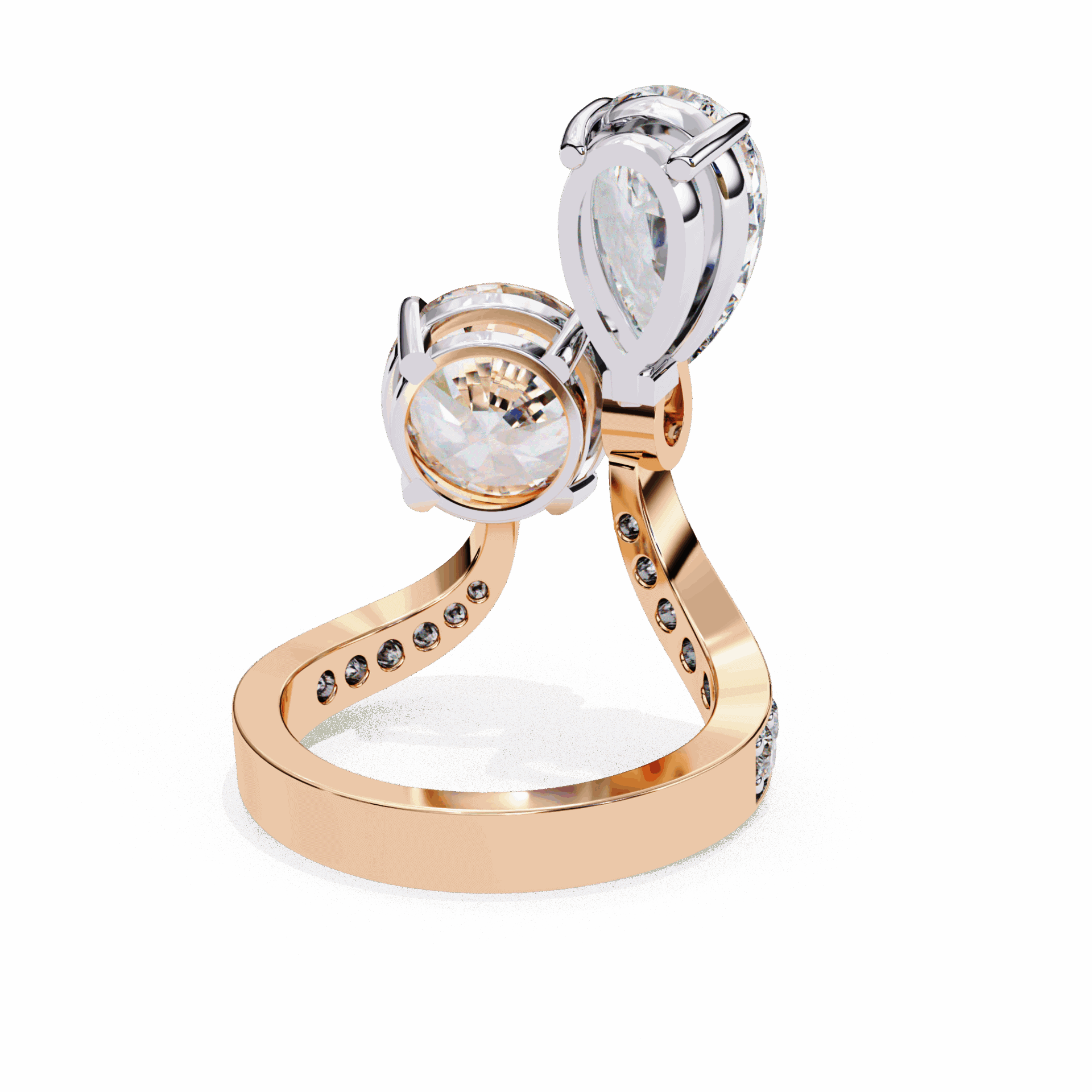 6.5 Carat Pear and Round Toi Et Moi Solitaire in Moissanite | House of Estara
