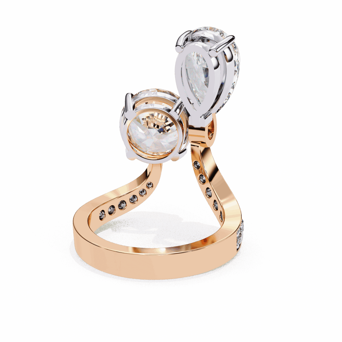 6.5 Carat Pear and Round Toi Et Moi Solitaire in Moissanite | House of Estara