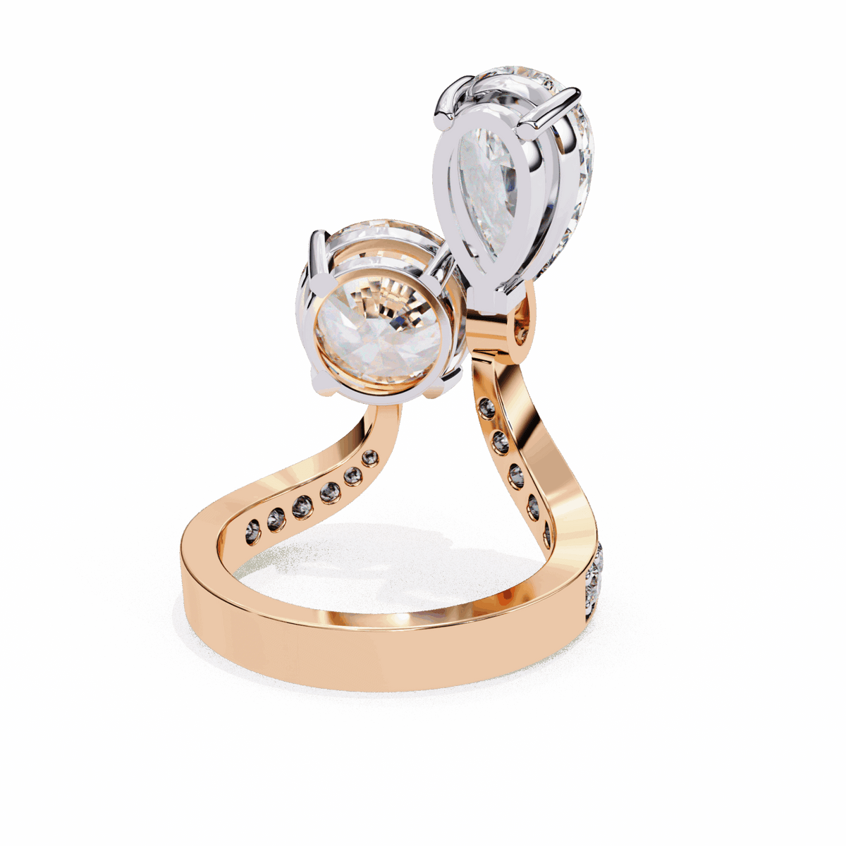 6.5 Carat Pear and Round Toi Et Moi Solitaire in Moissanite | House of Estara