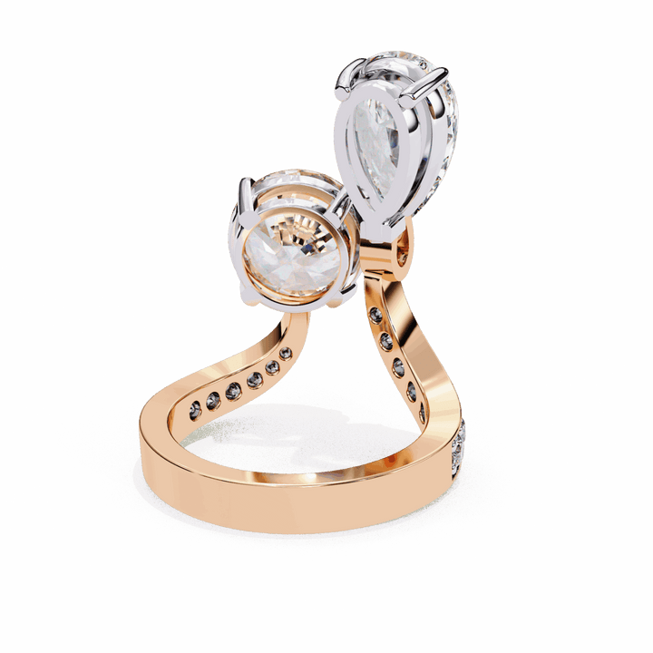 6.5 Carat Pear and Round Toi Et Moi Solitaire in Moissanite | House of Estara