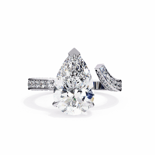 3.5 Carat Pear Modern Essential Ring in Moissanite | House of Estara