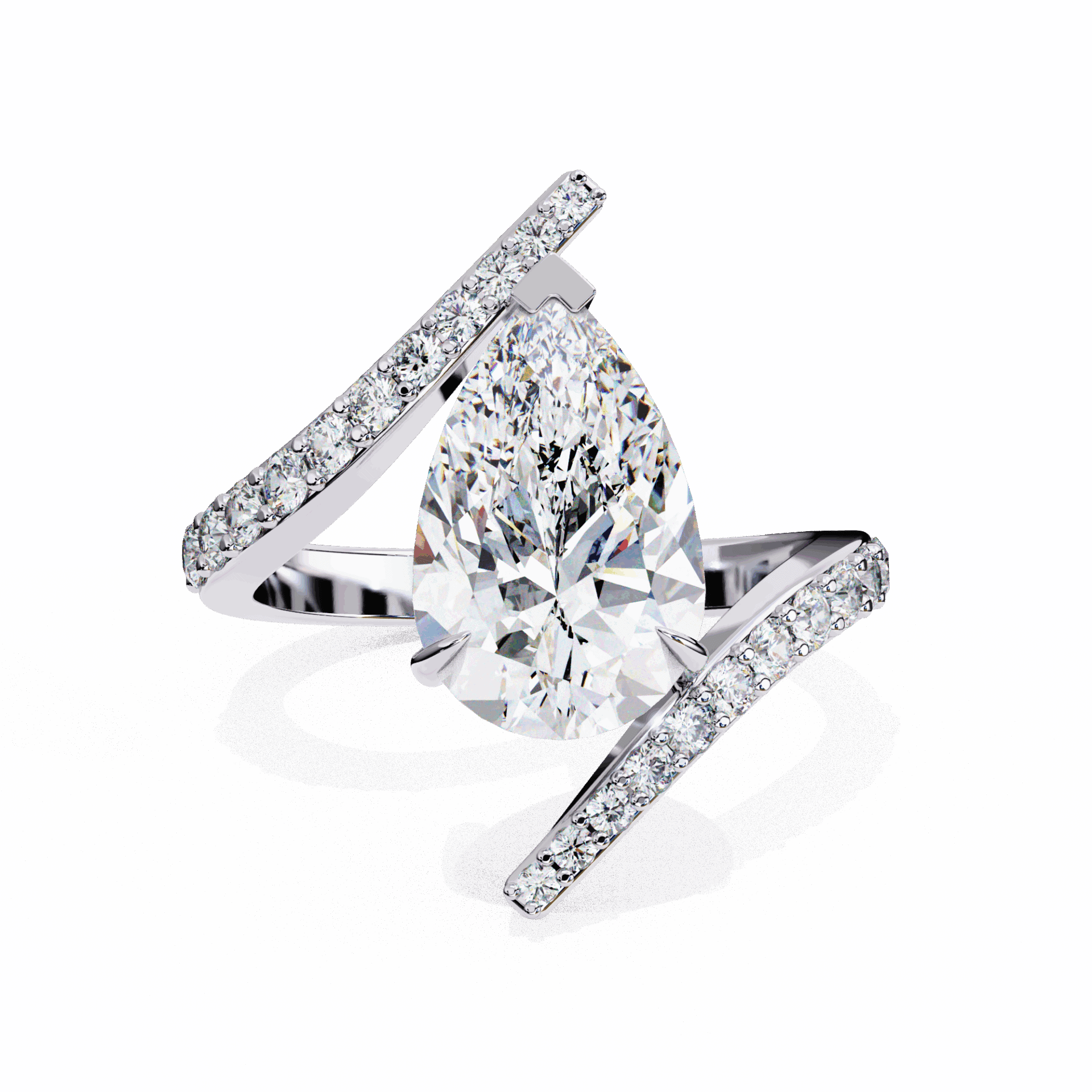 3.5 Carat Pear Minimal Statement Ring in Moissanite | House of Estara