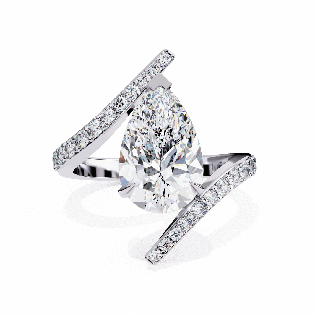 3.5 Carat Pear Minimal Statement Ring in Moissanite | House of Estara