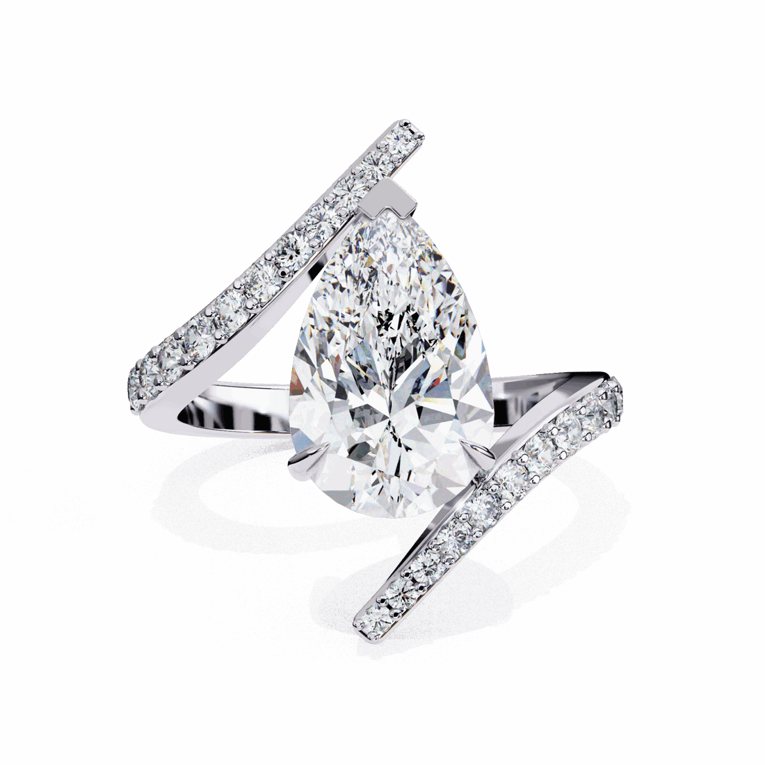 3.5 Carat Pear Minimal Statement Ring in Moissanite | House of Estara