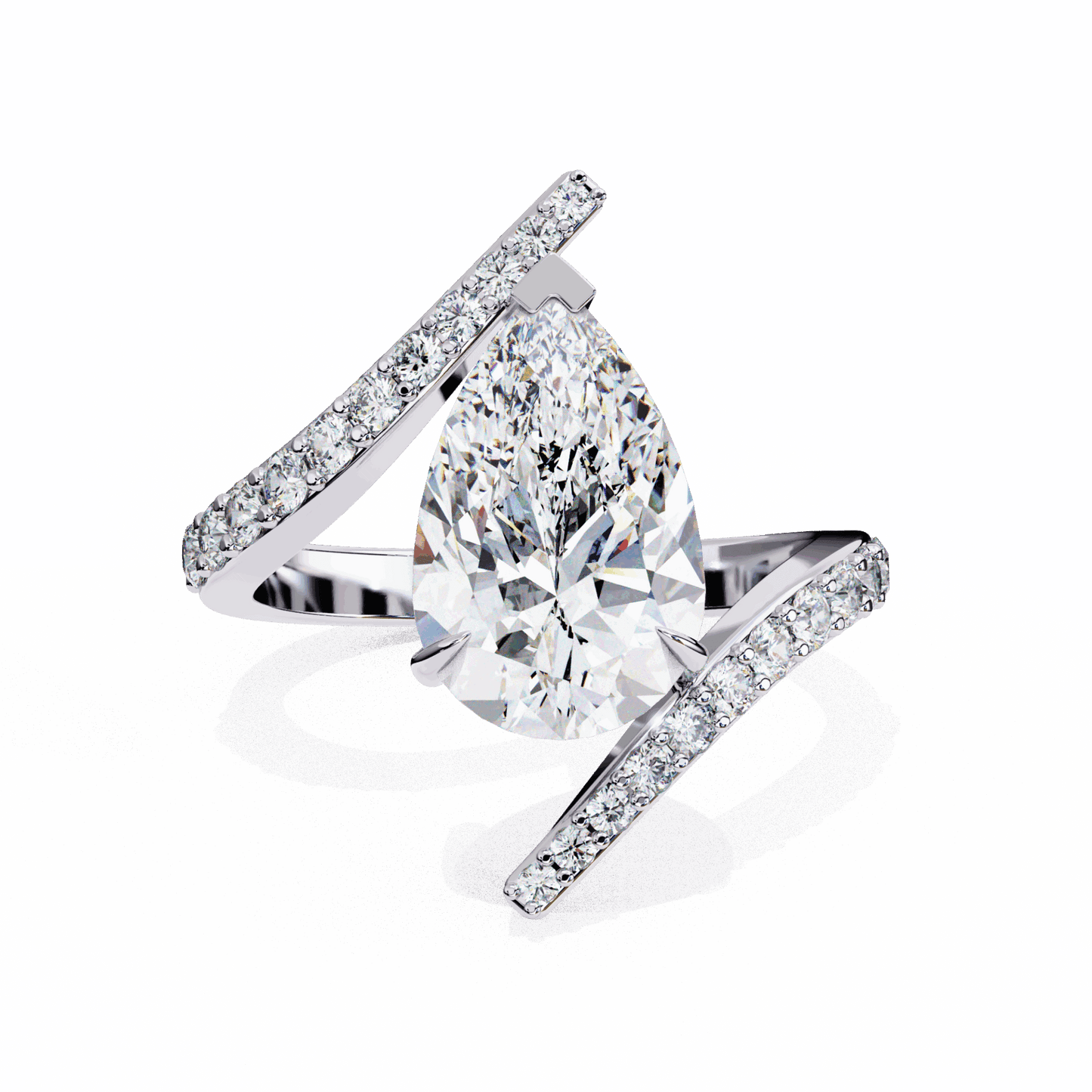 3.5 Carat Pear Minimal Statement Ring in Moissanite | House of Estara