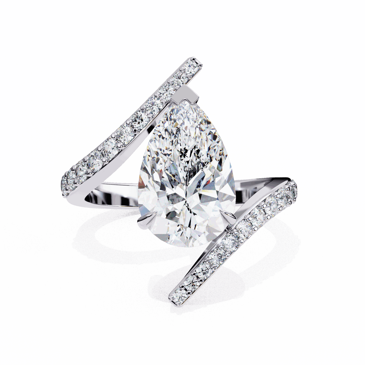 3.5 Carat Pear Minimal Statement Ring in Moissanite | House of Estara
