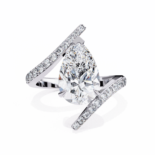 3.5 Carat Pear Minimal Statement Ring in Moissanite | House of Estara