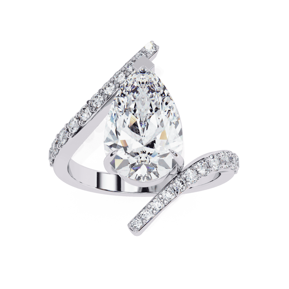 3.5 Carat Pear Minimal Statement Ring in Moissanite | House of Estara