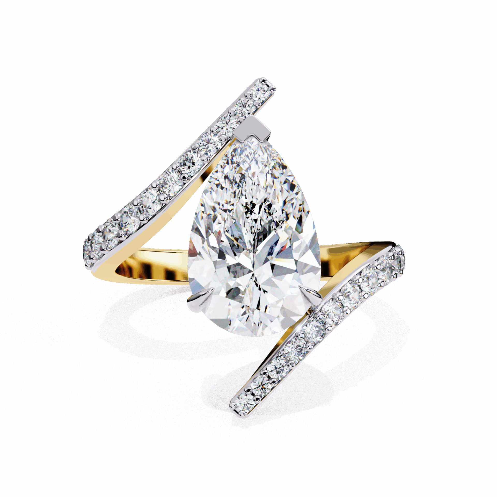 3.5 Carat Pear Minimal Statement Ring in Moissanite | House of Estara